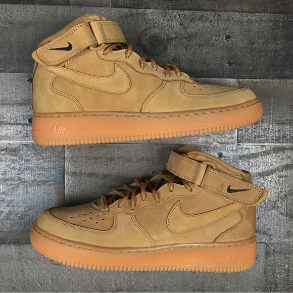 Nike Air Force 1 Mid Flax Sneakers 07 PRM QS One Nikes Shoes 8 Mens 715889-200 - Picture 3 of 16